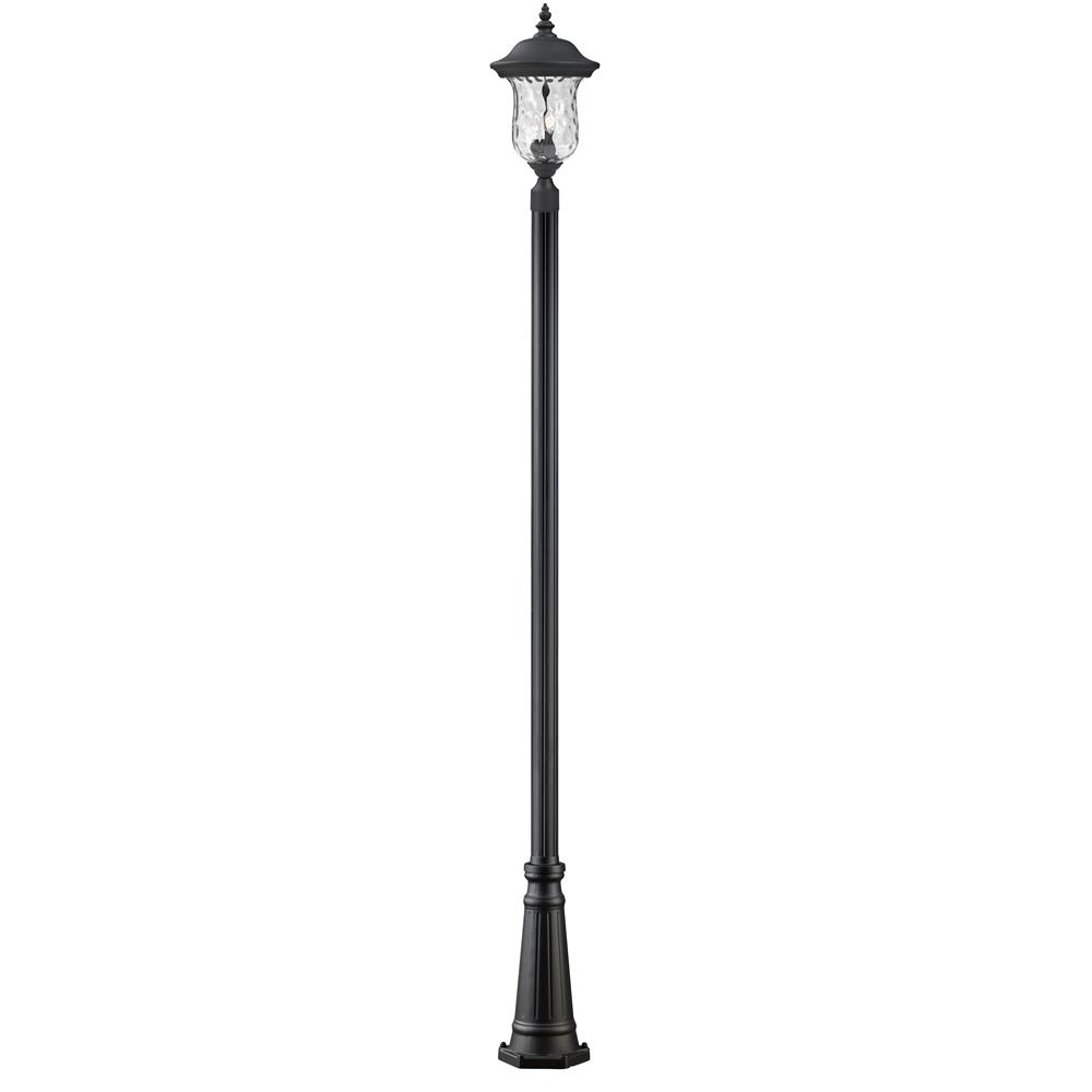 Z-Lite 533PHM-519P-BK Outdoor Post Light in Black with a Clear Waterglass Shade